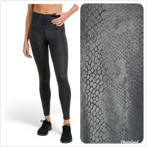 Mono B Black Mamba Faux Leather Snake Print Performance Leggings Size S